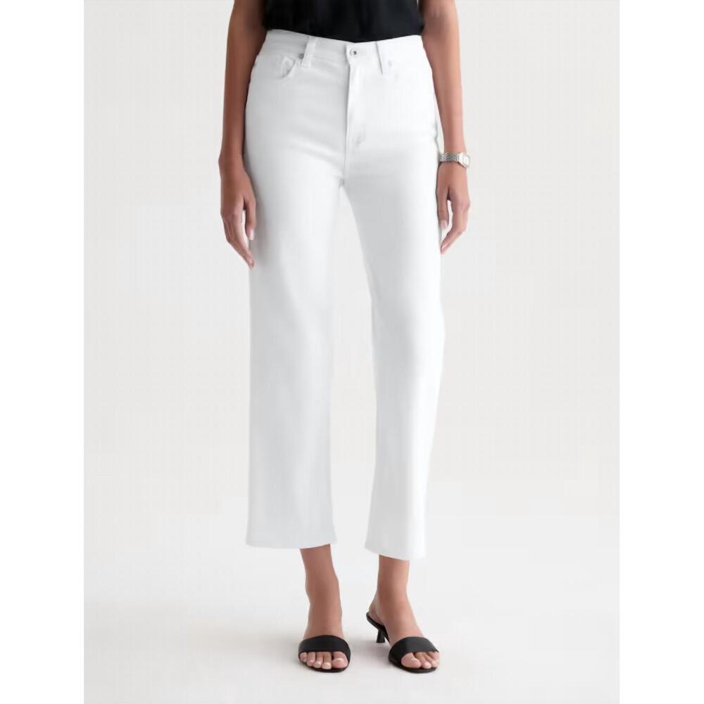 NEW AG JEANS brinley mid rise straight leg crop jeans in gallery white
